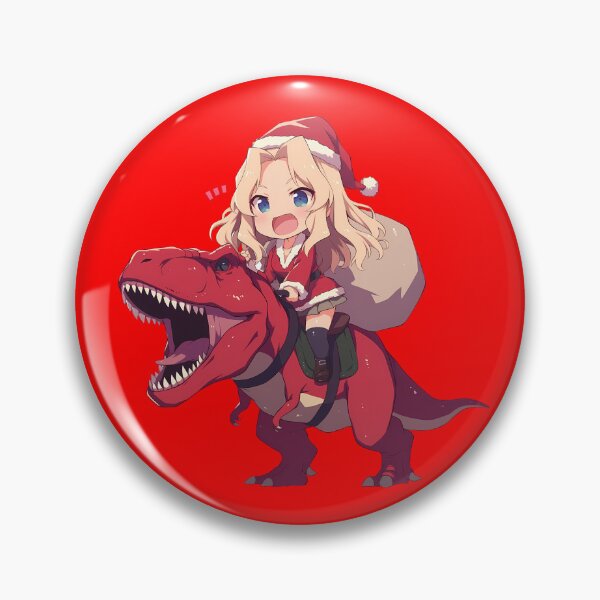 Artikelvorschau, Kay Christmas Dinosaur Ride Girls Und Panzer Anime Chibi Style entworfen und verkauft von Raslbazola.