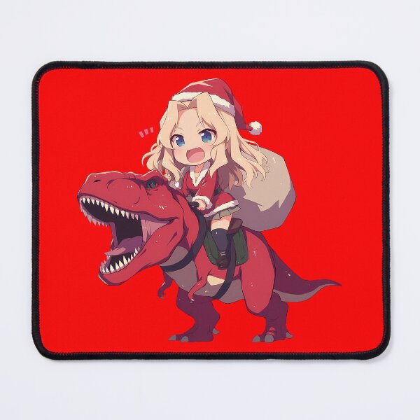 Artikelvorschau, Kay Christmas Dinosaur Ride Girls Und Panzer Anime Chibi Style entworfen und verkauft von Raslbazola.