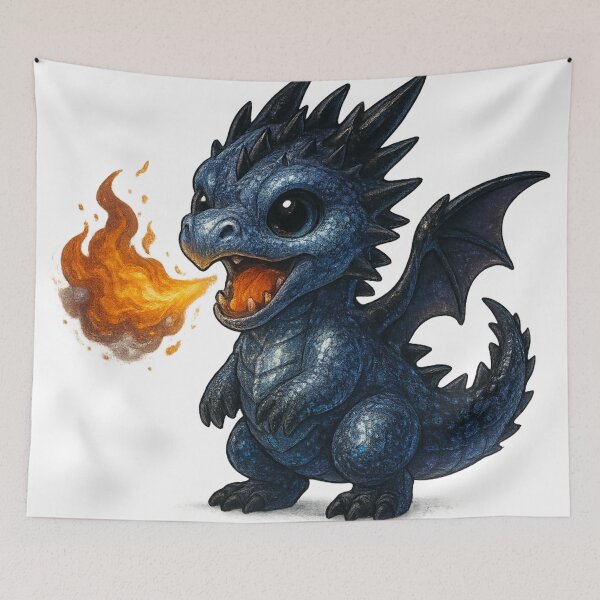 Item preview, Fierce Yet Adorable Blue Fire-Breathing Dragon designed and sold by TheRealJoshD.