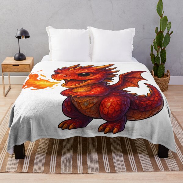 Item preview, Fiery Cute Red Baby Dragon Breathing Flames designed and sold by TheRealJoshD.