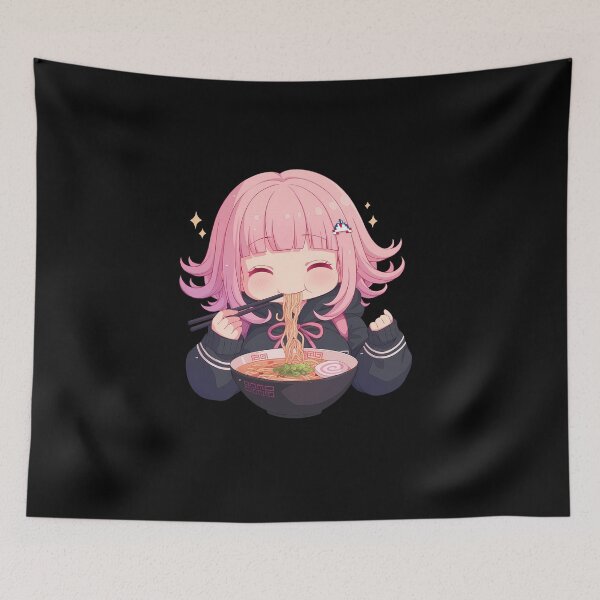 Item preview, Chiaki Nanami Eating Ramen Danganronpa Anime Girl Kawaii designed and sold by Raslbazola.