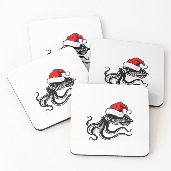 Item preview, Squid with Santa Hat Silhouette designed and sold by JollyCritters.
