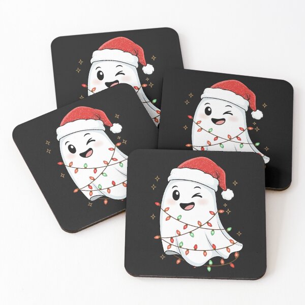 Item preview, Cute Ghost Christmas Lights Santa Hat Design designed and sold by TalalosART.