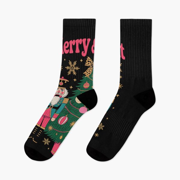 Item preview, Merry Bright Nutcracker  Retro Christmas Tree Glitter Snowflake Sublimation designed and sold by RayArmstrong.