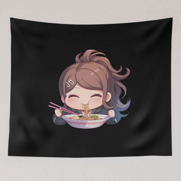 Item preview, Aoi Asahina Eating Ramen Joyfully Danganronpa Anime Kawaii Chibi designed and sold by Raslbazola.