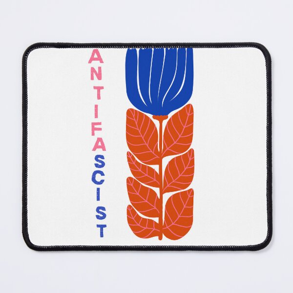 Item preview, ANTIFAscist Blue & Red Flower designed and sold by Artichoke Press.