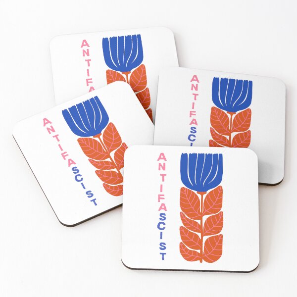Item preview, ANTIFAscist Blue & Red Flower designed and sold by Artichoke Press.