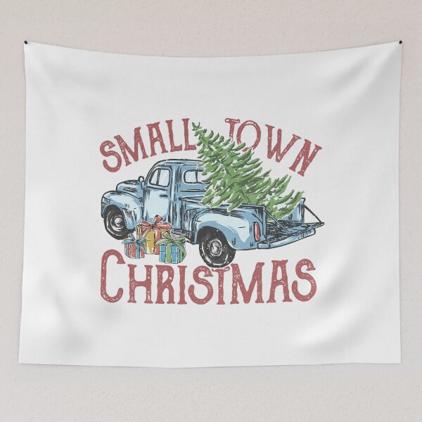 Item preview, Small Town Christmas – Vintage Blue Truck Holiday Design designed and sold by sapnaela.