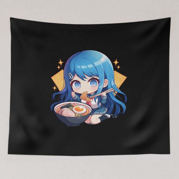 Item preview, Sayaka Maizono Eating Ramen Happily Danganronpa Anime Kawaii Chibi designed and sold by Raslbazola.