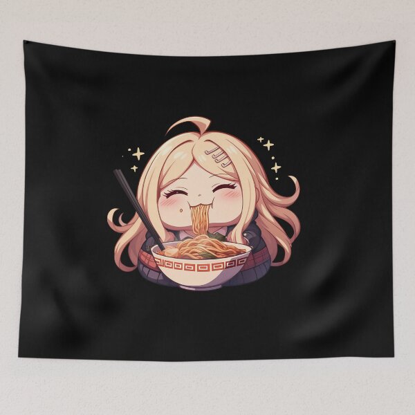 Item preview, Kaede Akamatsu Enjoying Ramen Danganronpa Anime Kawaii Chibi Style designed and sold by Raslbazola.