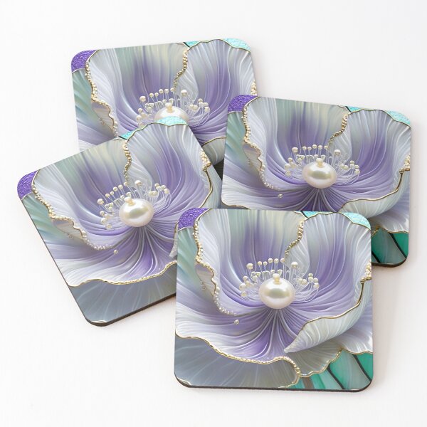 Item preview, FRENCH POPPY FLOWERS * Violet Gold Floral Botanical Nature Landscape Bejeweled Stained Glass ~ Coastal Seaside Cottage Core Holiday Christmas Birthday Bridal/Baby Shower Wedding AirBnB GIFT designed and sold by Spinning Plates 360.