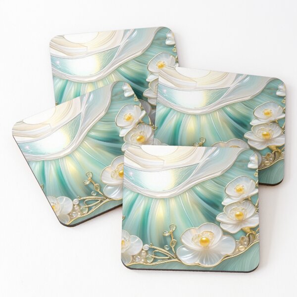 Item preview, COTTAGE POPPY FLOWERS * White Mint Floral Botanical Nature Landscape Bejeweled Stained Glass ~ Coastal Seaside Cottage Core Holiday Christmas Birthday Bridal/Baby Shower Wedding AirBnB GIFT designed and sold by Spinning Plates 360.