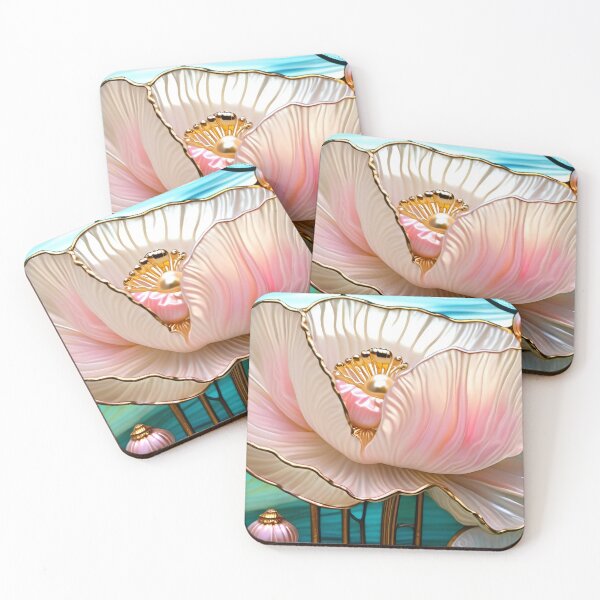 Item preview, ROMANTIC POPPY FLOWERS * Rose Blush Floral Botanical Nature Landscape Bejeweled Stained Glass ~ Coastal Seaside Cottage Core Holiday Christmas Birthday Bridal/Baby Shower Wedding AirBnB GIFT designed and sold by Spinning Plates 360.