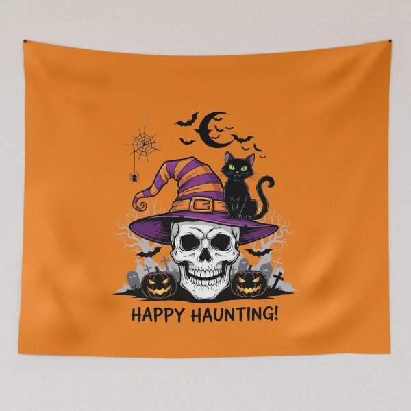 Item preview, Witchy Skull & Black Cat Halloween Scene designed and sold by RickGoulet.