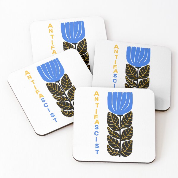 Item preview, ANTIFAscist Blue & Black Flower designed and sold by Artichoke Press.