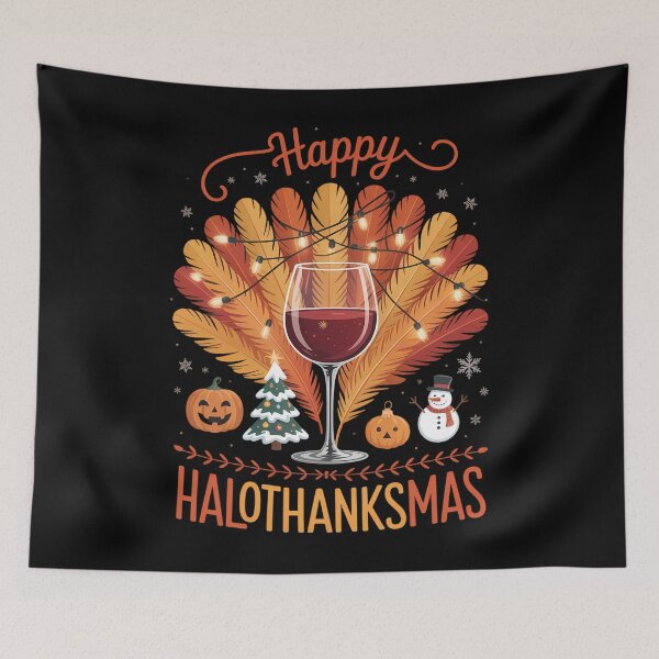 Item preview, Wine Glass Thankgiving Funny Wine Happy Hallothanksmas designed and sold by PeteHomenick.
