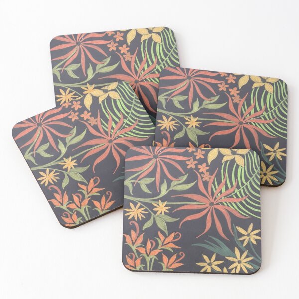 Item preview, Burnt Orange Flowers on Black designed and sold by bellingenbelles.