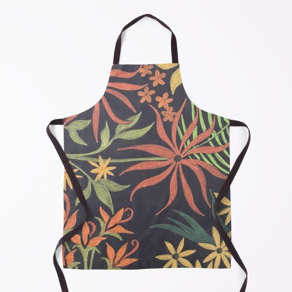 Item preview, Burnt Orange Flowers on Black designed and sold by bellingenbelles.