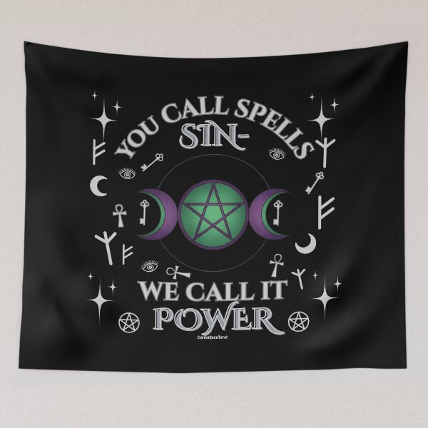 Item preview, You Call Spells Sin – We Call It Power  Witchcraft Reclamation Design with Pentagram, Moons & Sacred Symbols designed and sold by CarmaQuanTarot.