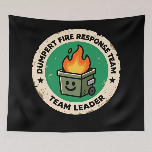 Item preview, Funny Dumpster Fire Response Team Team Leader dirty trash bin designed and sold by SkeletonsDanger.