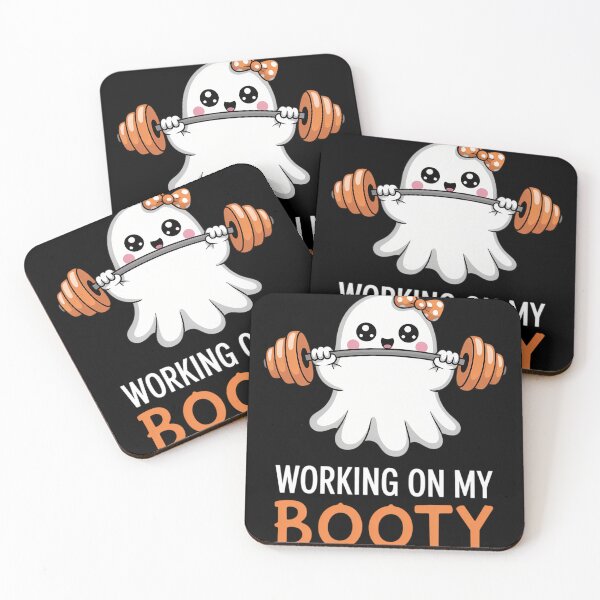 Item preview, Working On My Booty Boo-Ty Funny Halloween Gym Ghost Pun designed and sold by PeteHomenick.