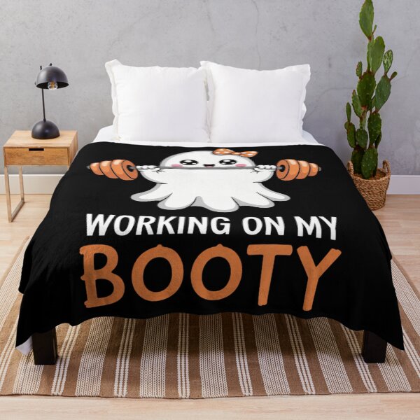 Item preview, Working On My Booty Boo-Ty Funny Halloween Gym Ghost Pun designed and sold by PeteHomenick.