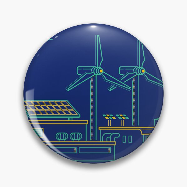 Item preview, concept of green factory, lined graphic of industry buildings  and ecological machinery designed and sold by NiamLab.