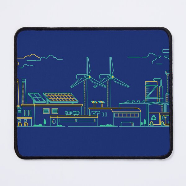 Item preview, concept of green factory, lined graphic of industry buildings  and ecological machinery designed and sold by NiamLab.