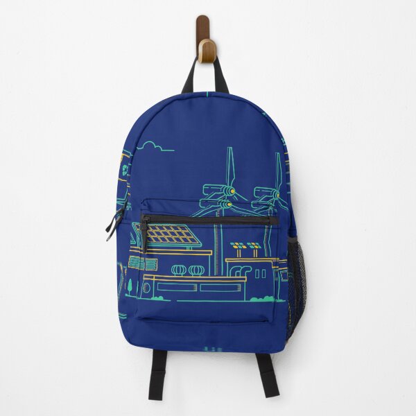 Item preview, concept of green factory, lined graphic of industry buildings  and ecological machinery designed and sold by NiamLab.