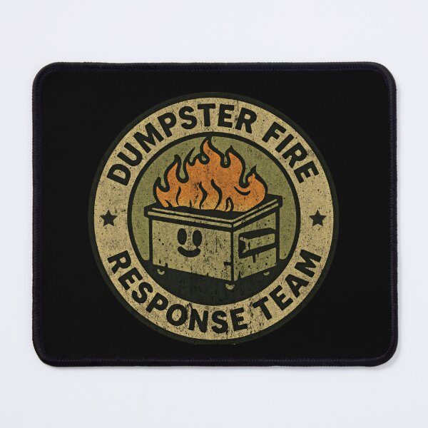 Item preview, Funny Dumpster Fire Response Team – Dirty Smiley Trash Bin Grunge  designed and sold by SkeletonsDanger.