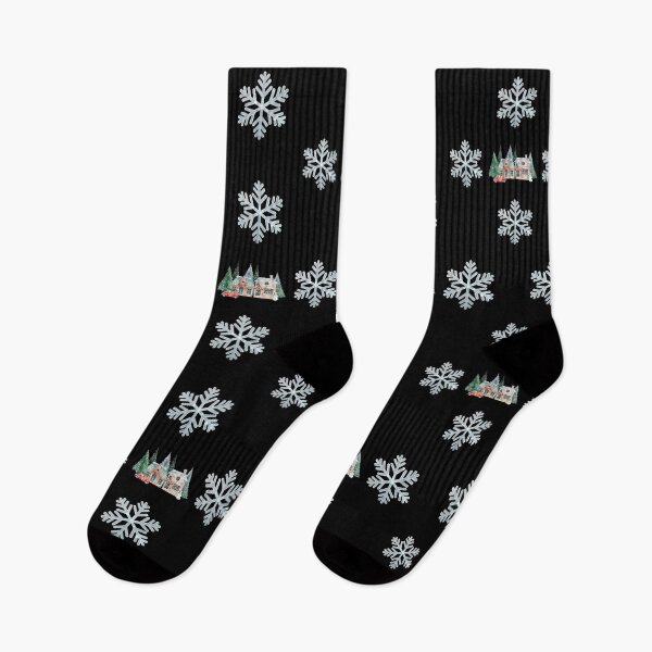 Item preview, Snowflakes and winter scene on black designed and sold by Neeshki.