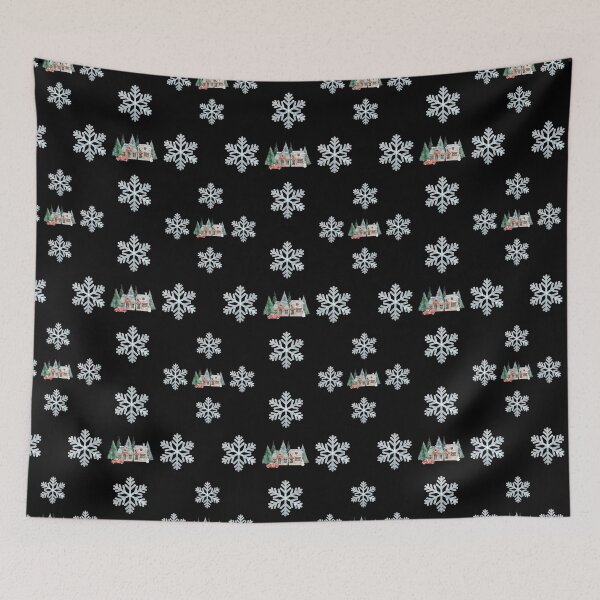 Item preview, Snowflakes and winter scene on black designed and sold by Neeshki.