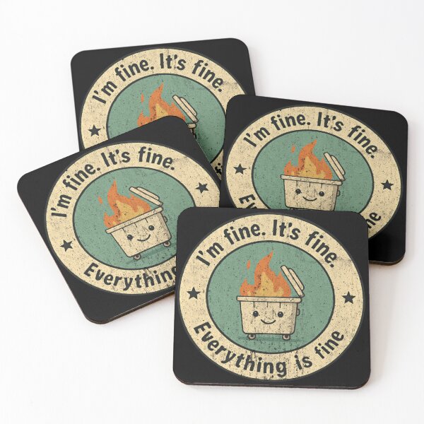 Item preview, I'm fine it's fine everything is fine Funny Dumpster Fire Response Team – Dirty Smiley Bin  designed and sold by SkeletonsDanger.