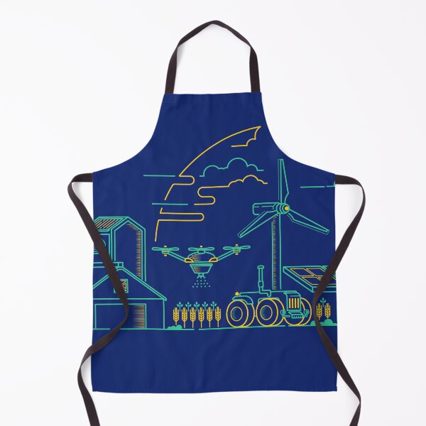 Item preview, concept of smart farm or ecological farming, lined graphic of agriculture machinery and technology devices designed and sold by NiamLab.