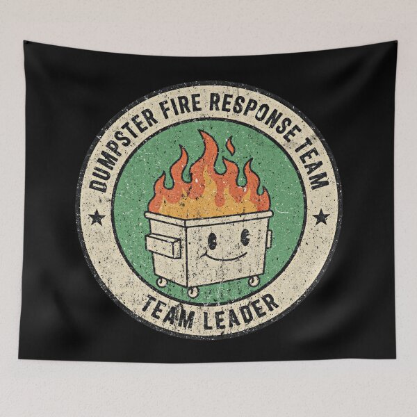 Item preview, Funny Dumpster Fire Response Team– Texture Dirty Grunge Smiley Bin  designed and sold by SkeletonsDanger.