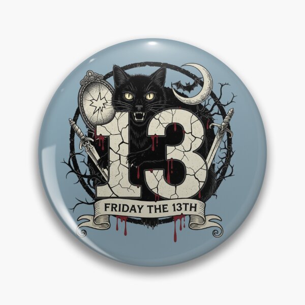 Item preview, Friday the 13th Black Cat: Spooky Feline Horror Graphic designed and sold by catlovers2025.