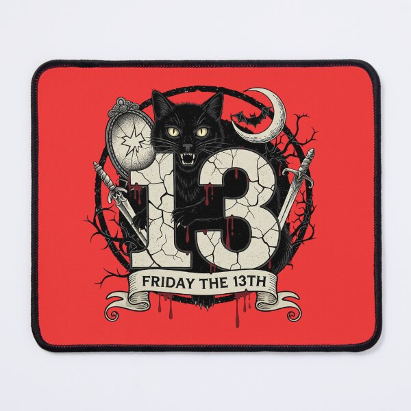 Item preview, Friday the 13th Black Cat: Spooky Feline Horror Graphic designed and sold by catlovers2025.