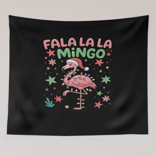 Item preview, Christmas Pajamas Pink Flamingo Fa La La La Mingo designed and sold by MinaReinger.