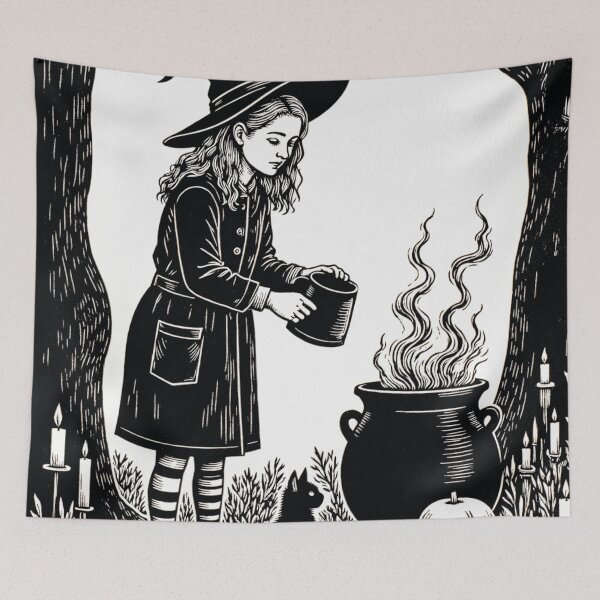 Item preview, little witch with cat, Happy Halloween designed and sold by Mauswohn.