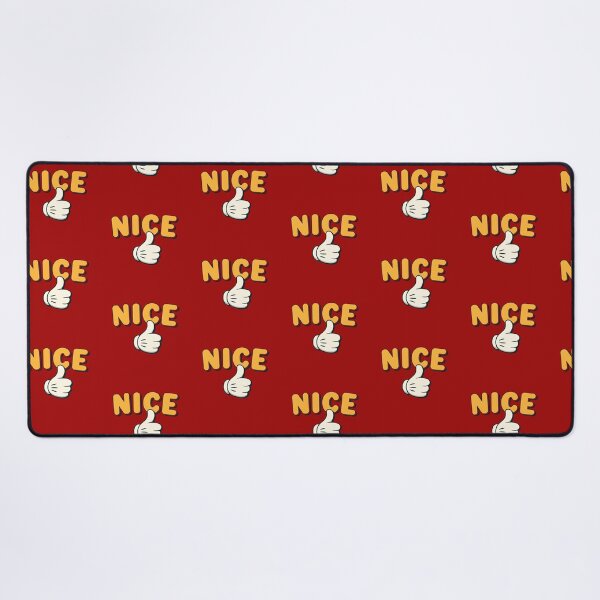 Item preview, NICE – Retro Cartoon Thumbs Up Graphic with Bright Yellow Text on Red Background designed and sold by PixelVibe782.