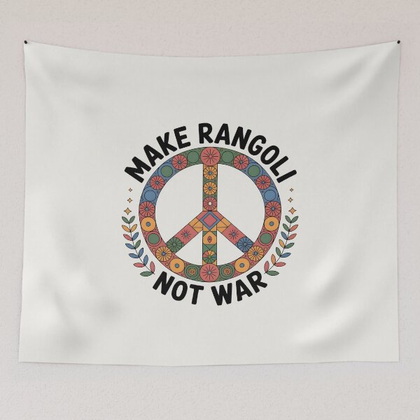 Item preview, Make Rangoli Not War – Peaceful Diwali Festival Design designed and sold by Jollys-ArtShop.