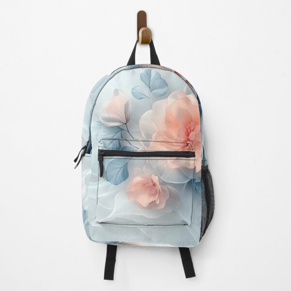 Item preview, Blush Pink Floral Elegance with Blue Leaves designed and sold by PaintbrushPlace.