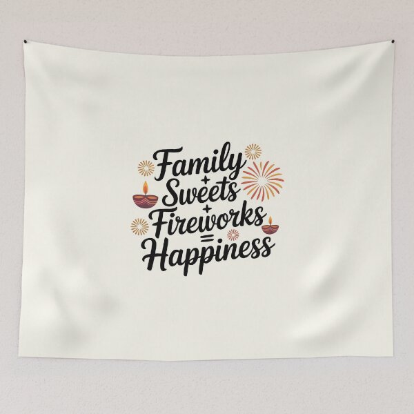 Item preview, Family + Sweets + Fireworks = Happiness – Diwali Celebration Design designed and sold by Jollys-ArtShop.