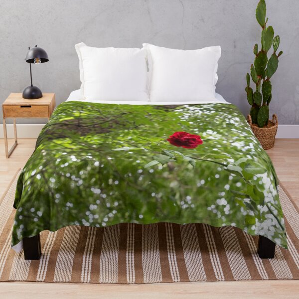Item preview, Solitary Red Rose Against Green Treetop Leaves designed and sold by Georgia Mizuleva.