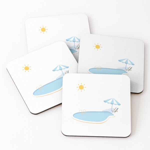 Item preview, A vibrant summer beach scene featuring a colorful umbrella shading a cozy beach chair next to the pool designed and sold by Aariq.
