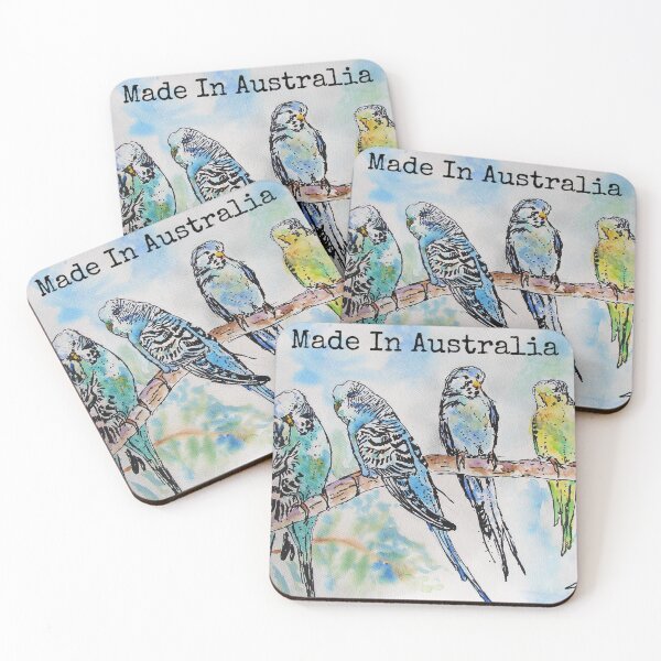Item preview, Budgies Budgerigars Watercolour Painting Made In Australia designed and sold by Sarah  Rajkotwala.