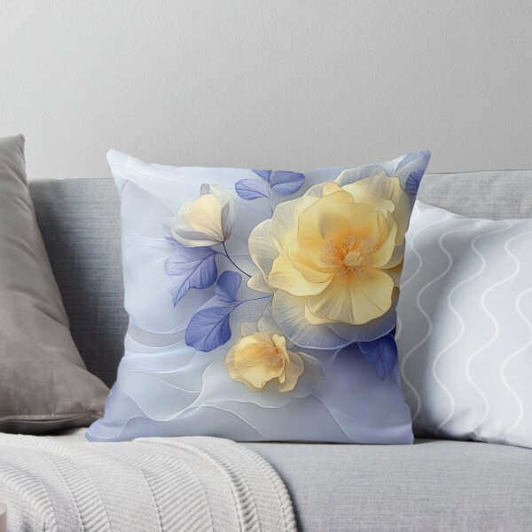 Item preview, Soft Yellow Floral Fantasy with Violet Leaves designed and sold by PaintbrushPlace.