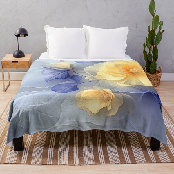 Item preview, Soft Yellow Floral Fantasy with Violet Leaves designed and sold by PaintbrushPlace.