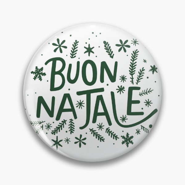 Item preview, Buon Natale – Elegant Christmas green Text with Snowflakes and Pine Twigs designed and sold by EmeraldeaDesign.