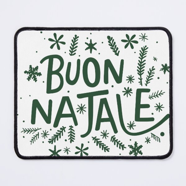 Item preview, Buon Natale – Elegant Christmas green Text with Snowflakes and Pine Twigs designed and sold by EmeraldeaDesign.